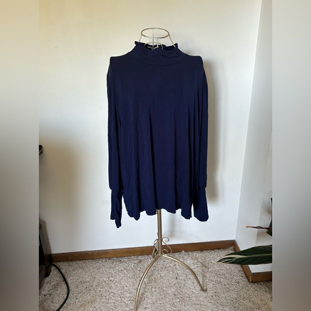 Eloquii Elements Mock Turtleneck Long Sleeve Top 22/24 Navy